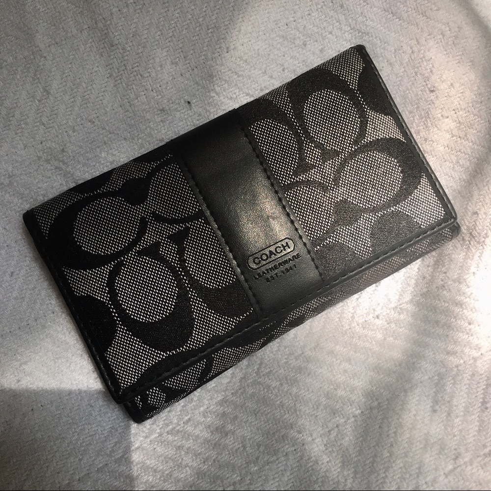 COACH Black & Gray Monogram Wallet